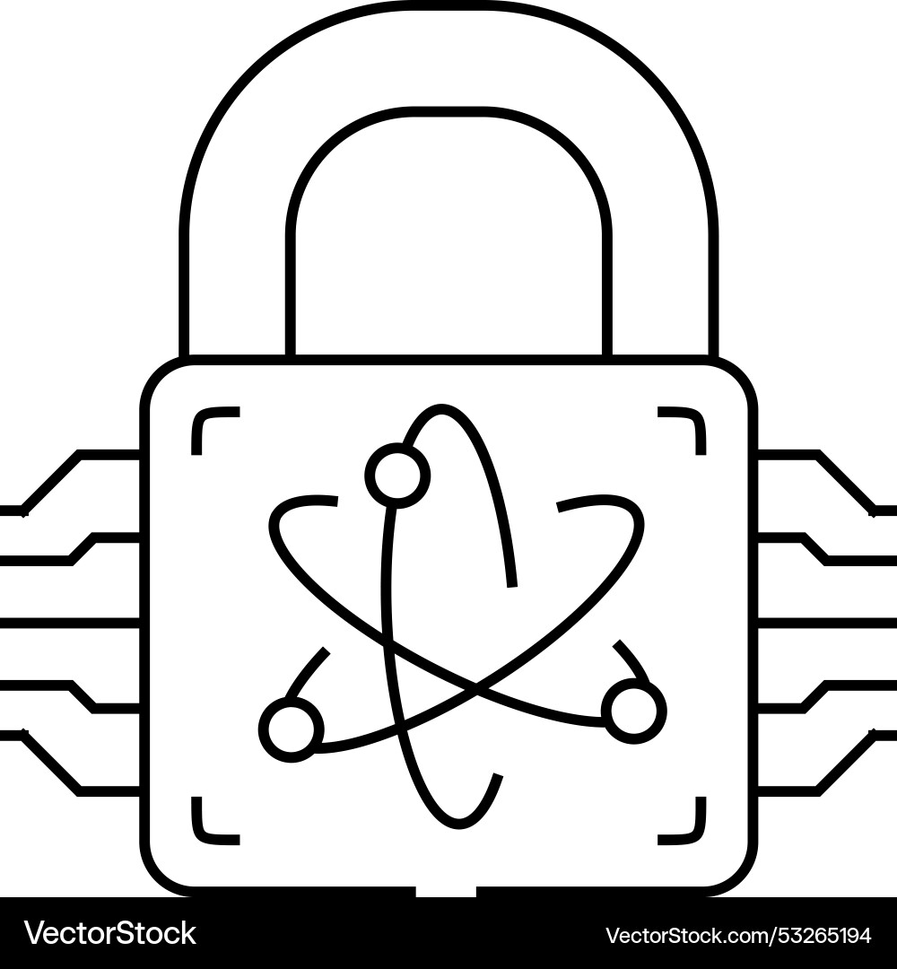 Cryptography quanten technology line icon Cryptography quanten technology line icon vektorbild