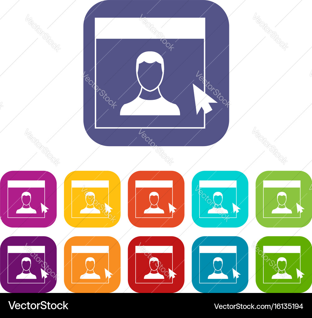 Cursor point man on monitor icons set vector image
