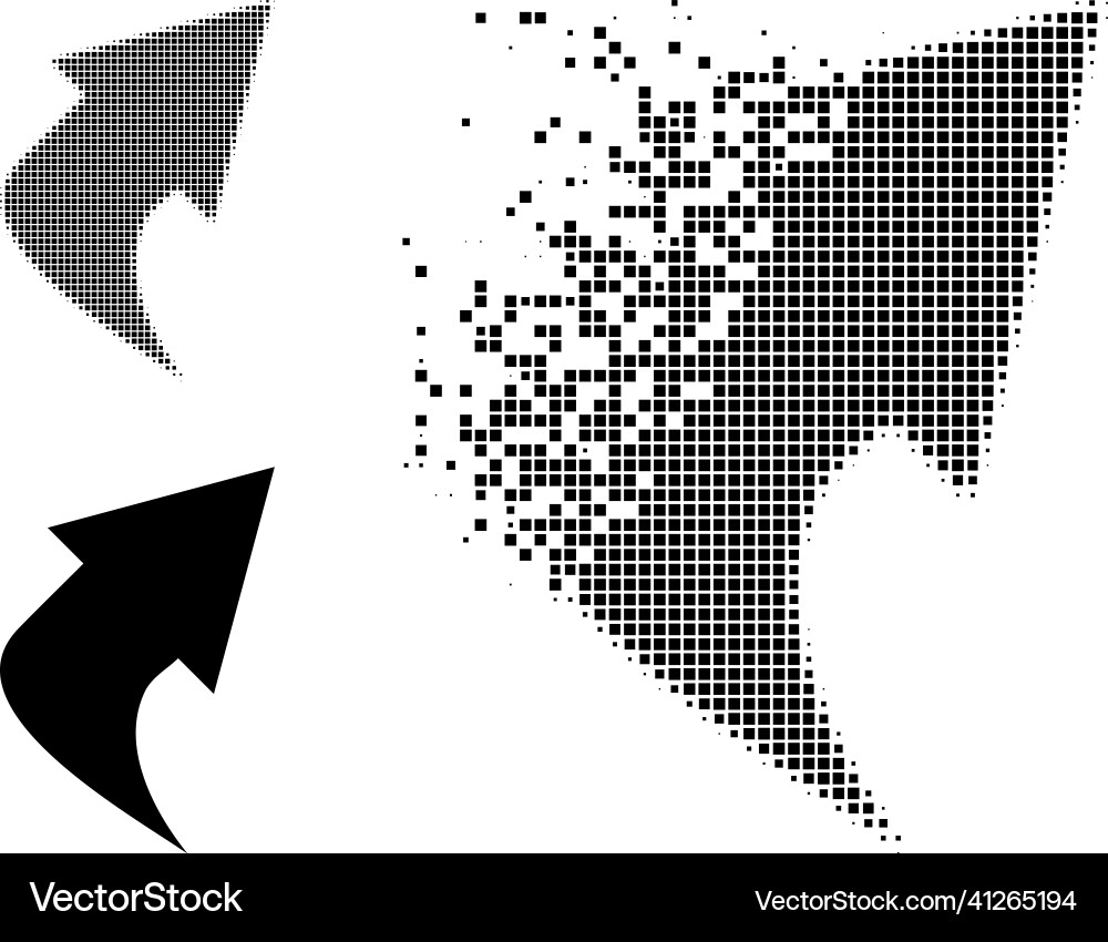 Dissolving pixelated and original upload arrow Dissolving pixelated and original upload arrow Vector Image