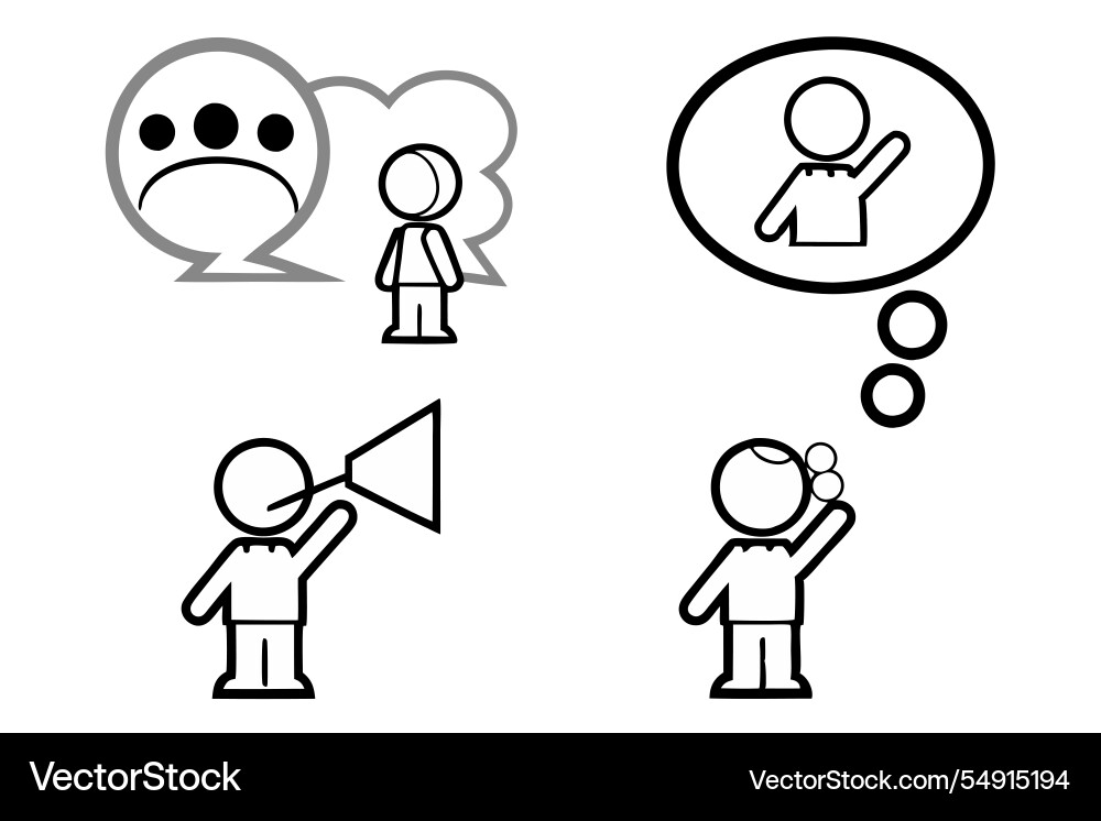 Diverse line art icons featuring characters using vector image