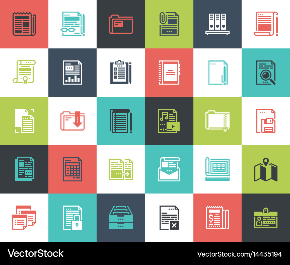 Files and documents flat line icons vector image
