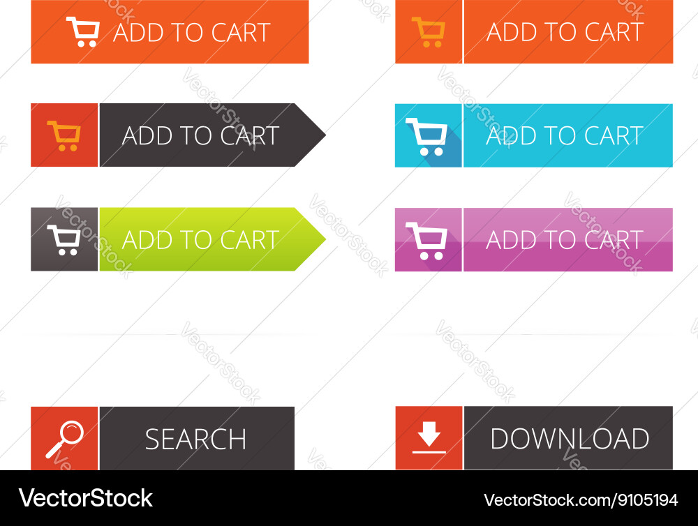 Flat Buttons: Add to Cart & Search vector image