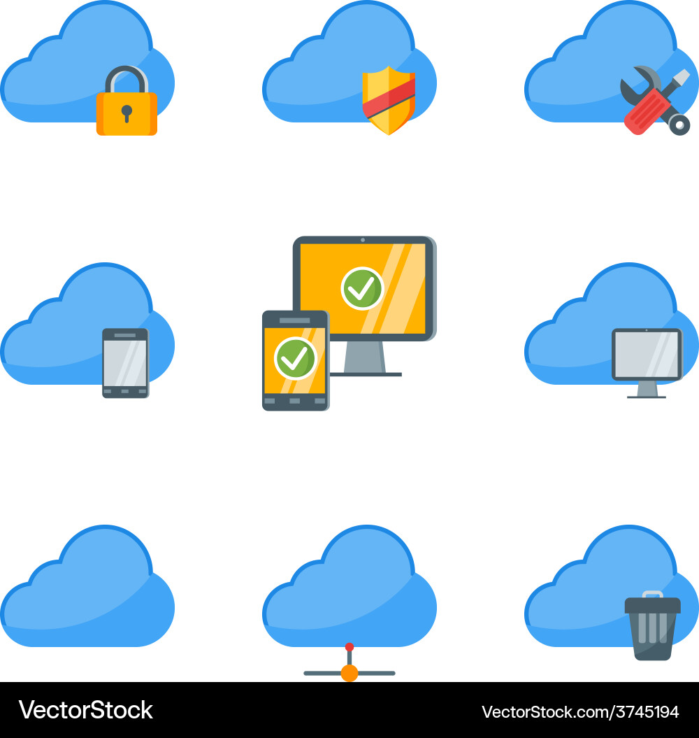 Flat style icon set for web and mobile application Vector Image