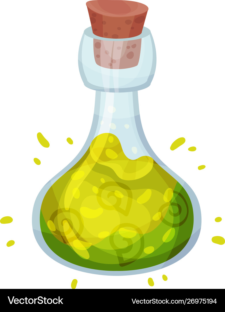 Glass flask with a potion and snails Glass flask with a potion and snails vector image