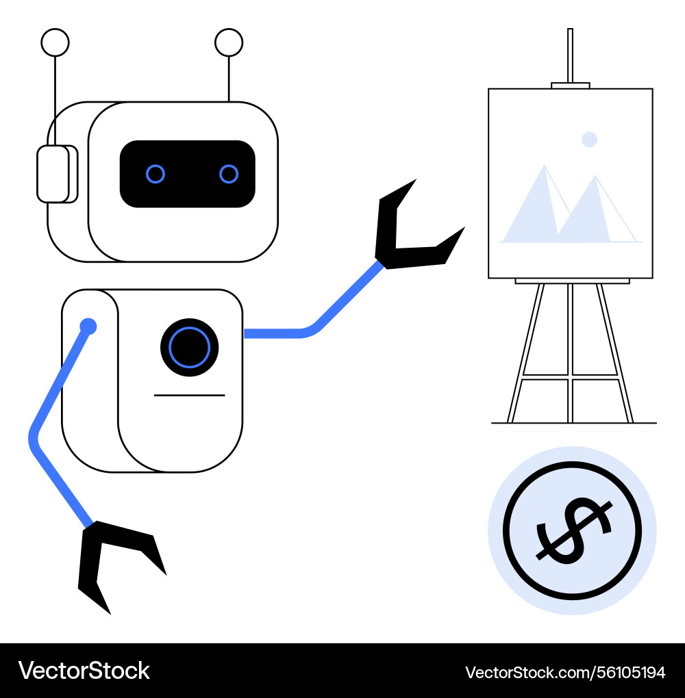 Robot presenting financial strategy with data Robot presenting financial strategy with data vector image