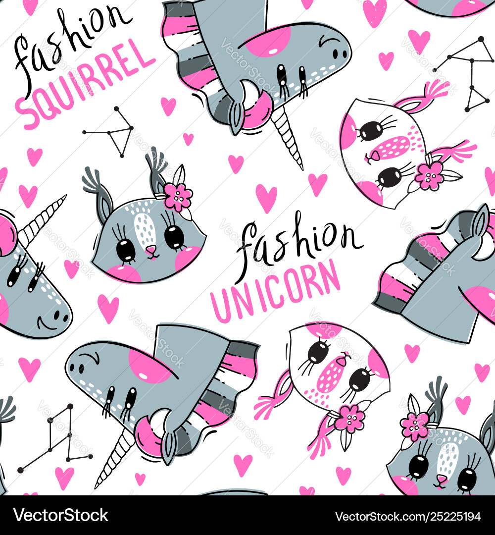 Seamless pattern with faces squirrel Vector Image