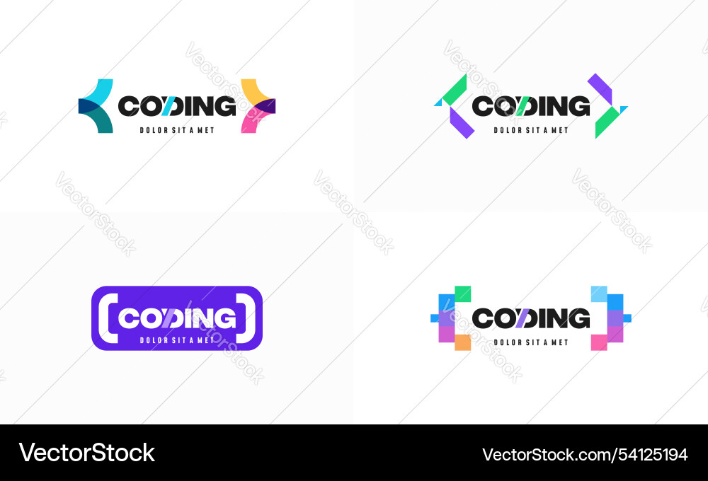 Set of coding logo designs template modern code Set of coding logo designs template modern code vector image