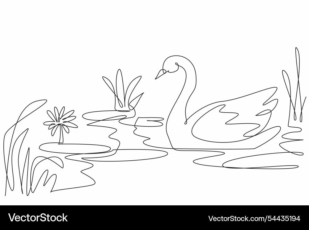 Single continuous line drawing a swan Vector Image