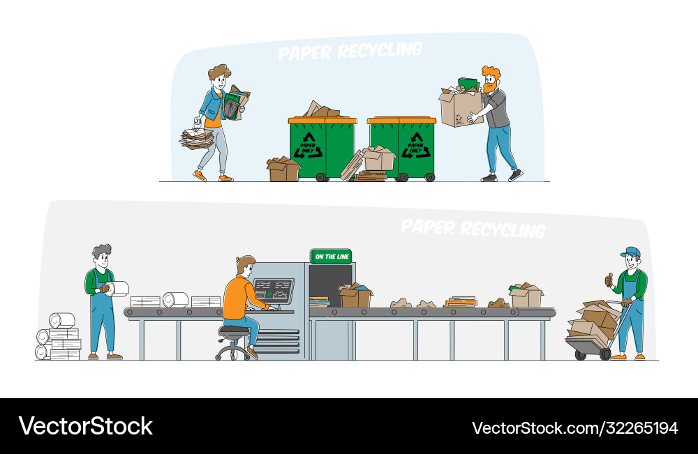 Sorting recycle and segregation paper Sorting recycle and segregation paper vector image