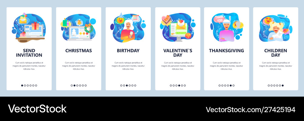 Website and mobile app onboarding screens Website and mobile app onboarding screens Vector Image