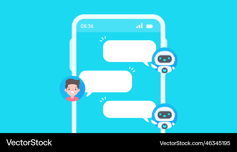 Auto reply system with intelligent robots provide Auto reply system with intelligent robots provide vector image