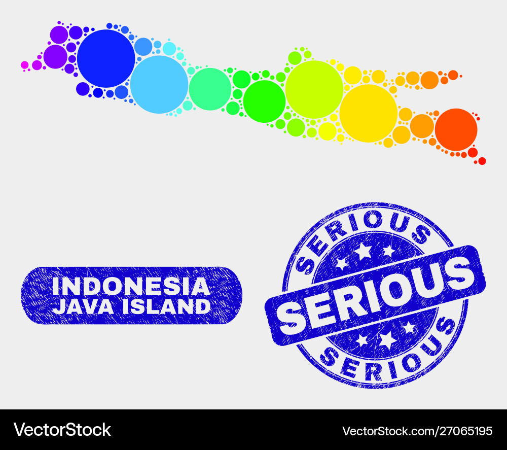 Bright mosaic java island map and scratched Bright mosaic java island map and scratched Vector Image