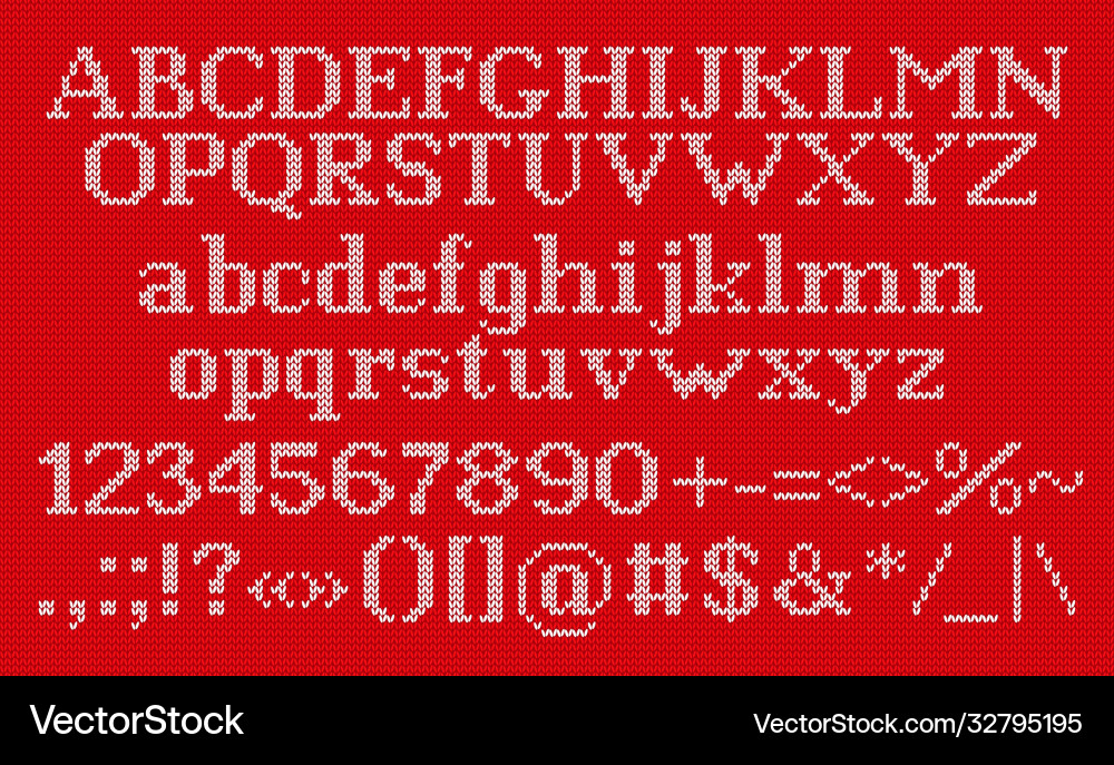 Christmas Knit Font Pattern Vector Image