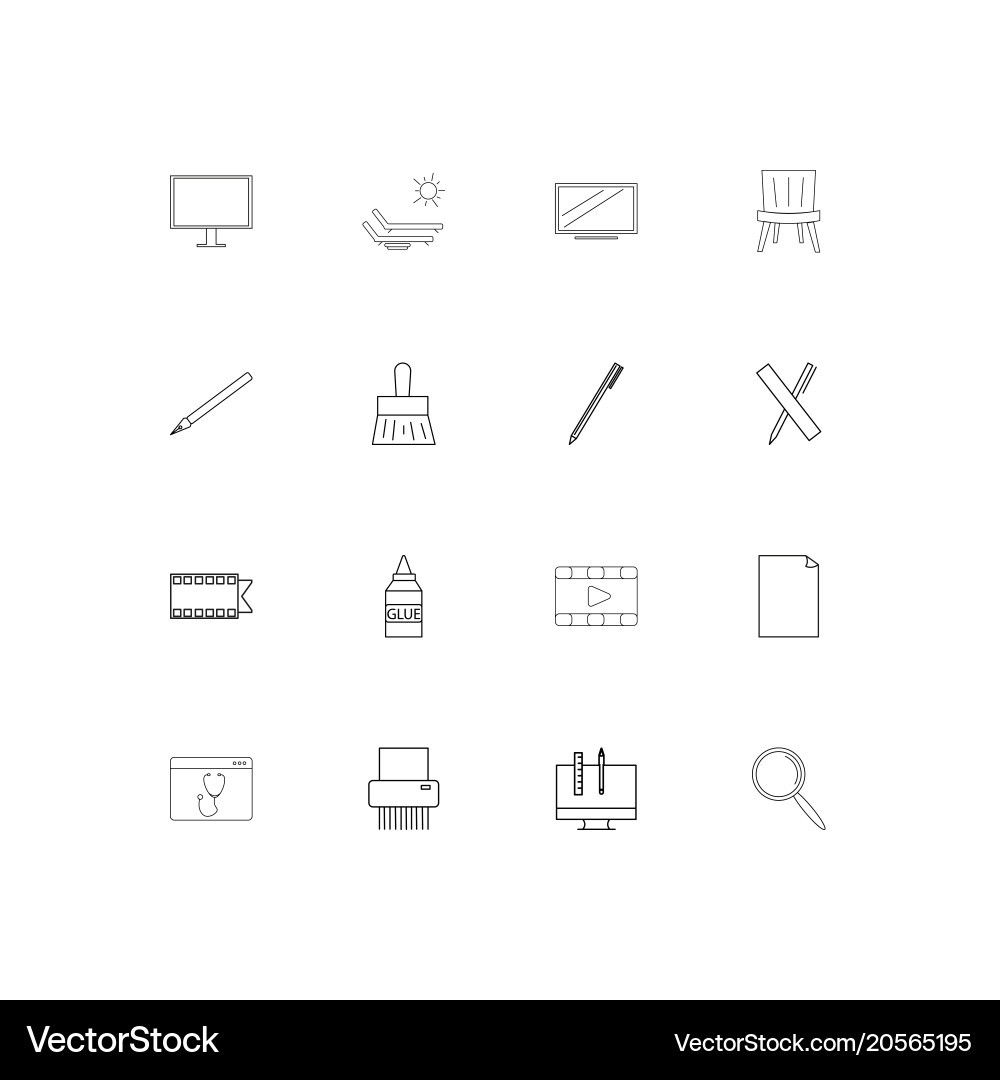 Creative process and design simple linear icons Vector Image