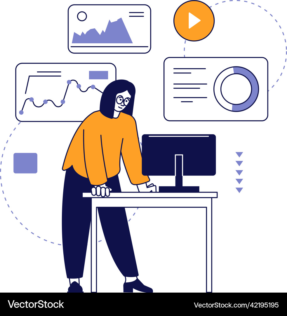 Developer analyzing software statistics app usage Developer analyzing software statistics app usage Vector Image