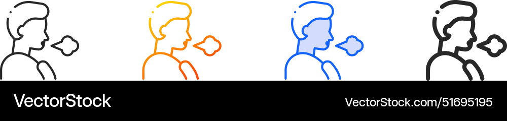 Difficulty breathing iconthin linear gradient Vector Image