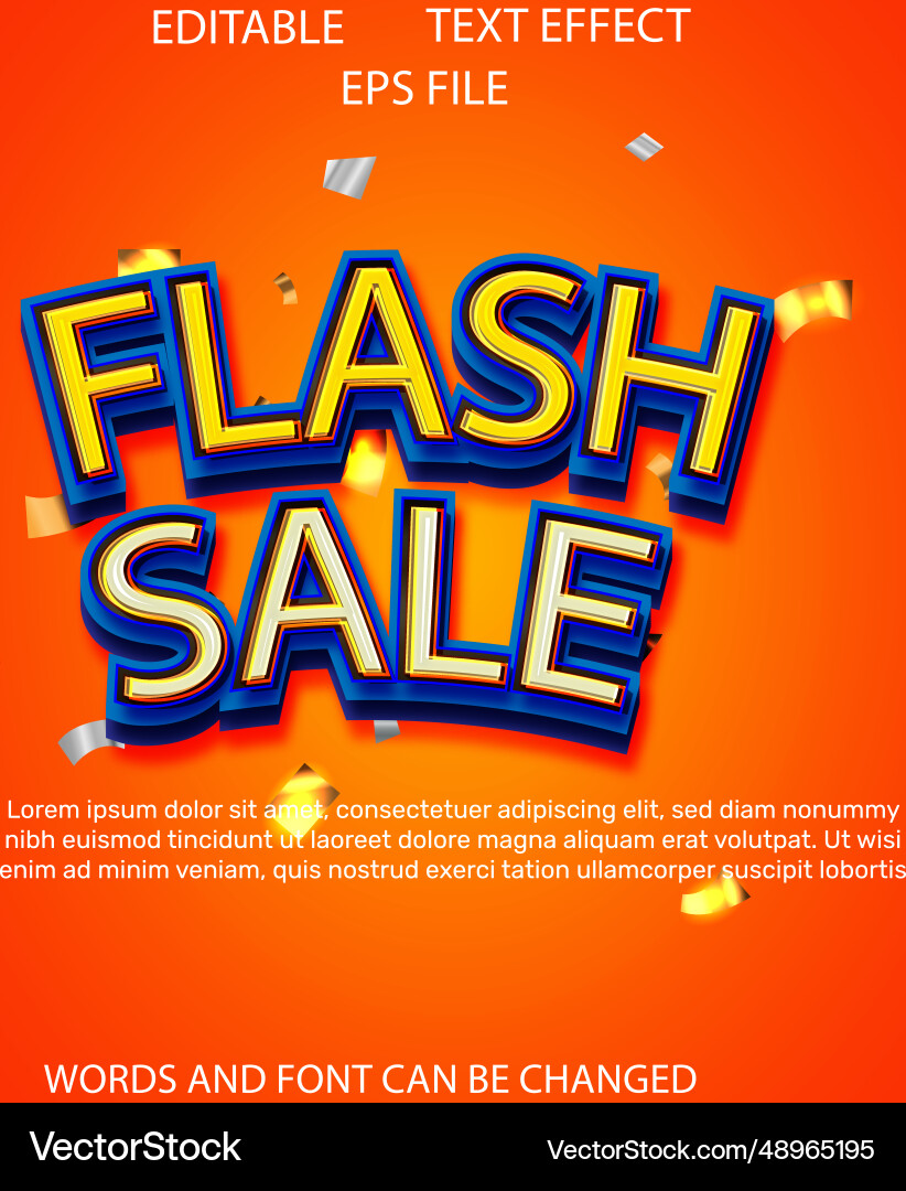 Flash sale text effect font editable typography Flash sale text effect font editable typography vector image