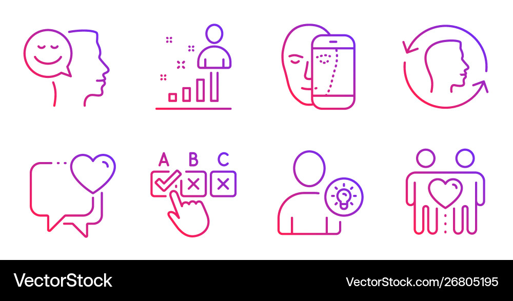 Good mood user idea and face biometrics icons set Vector Image
