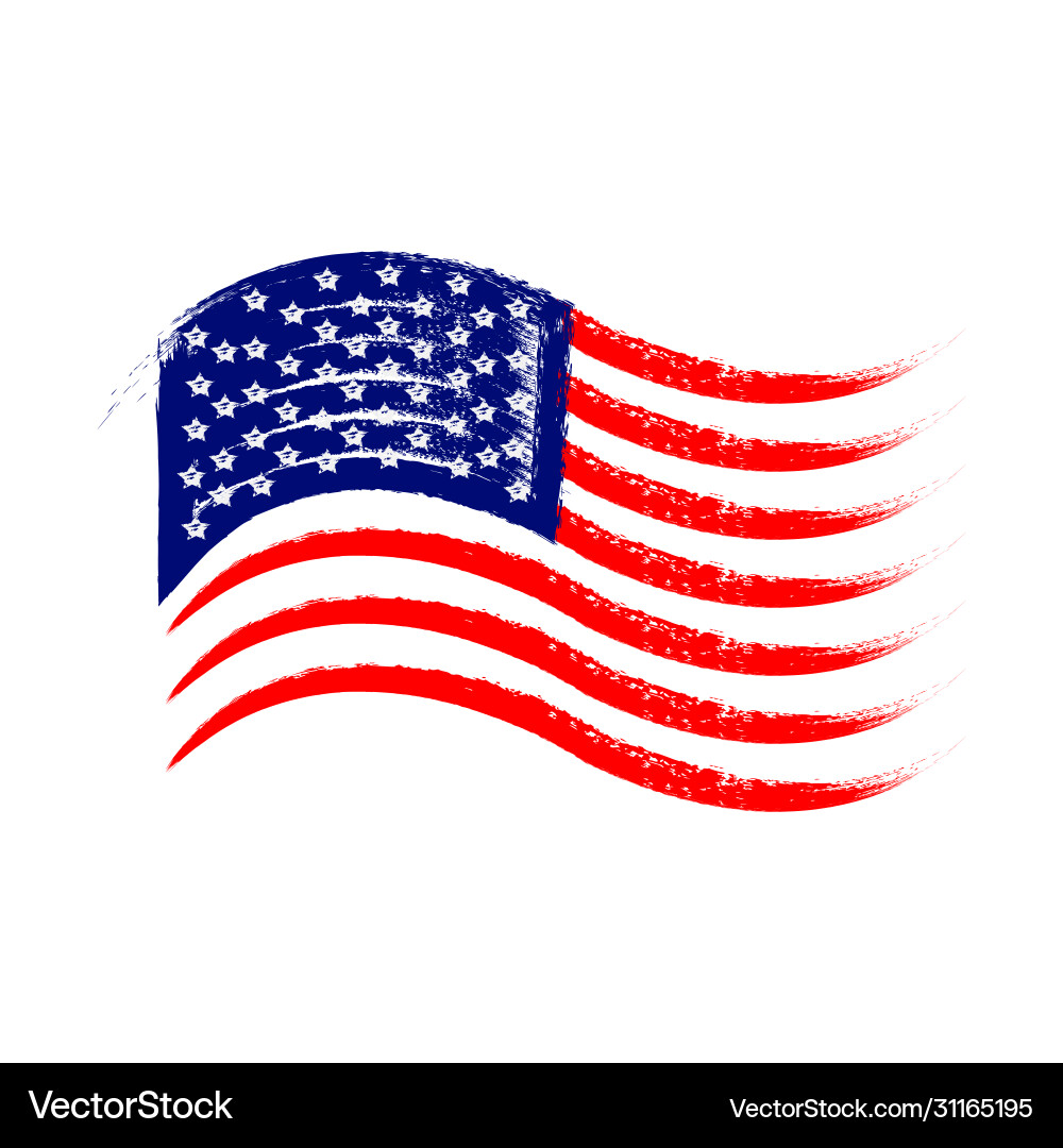 Grunge American Flag Wave Vector Image