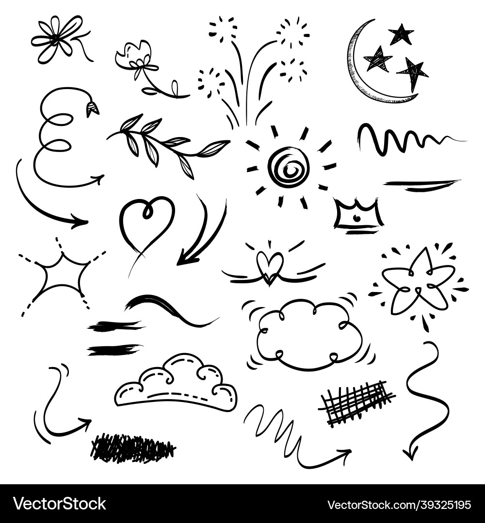 Hand drawn set of abstract doodle elements use Hand drawn set of abstract doodle elements use vector image