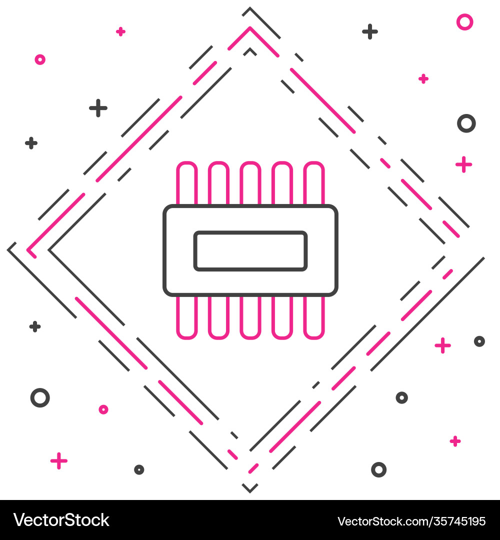 Line computer processor with microcircuits cpu vector image