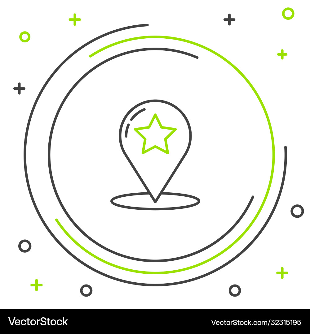Line map pointer with star icon isolated on white vector image