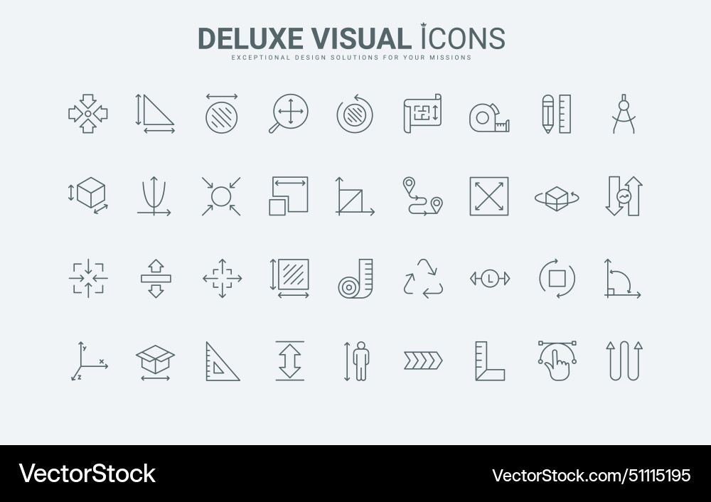 Measurement Line Icons - Tools & Shapes vector image