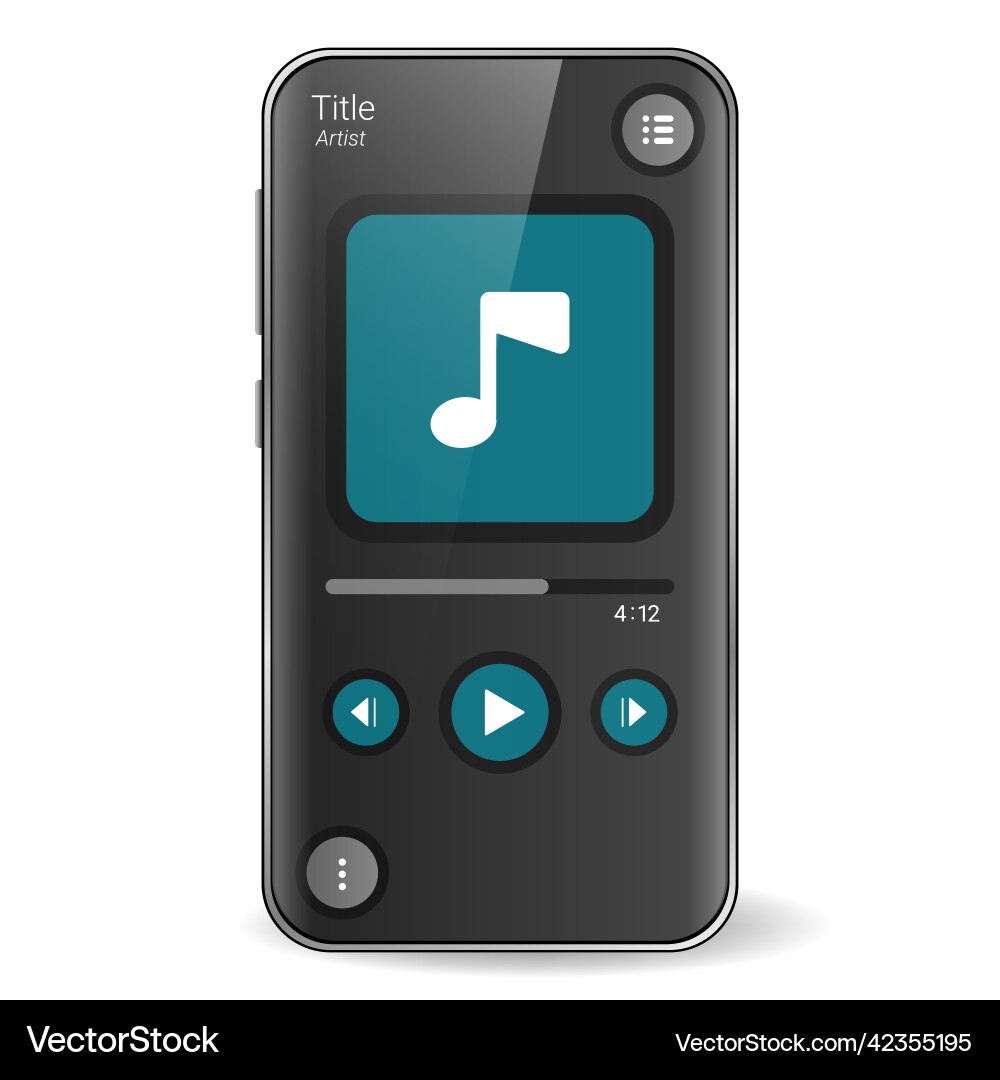Music player user interface realistic smartphone Vector Image