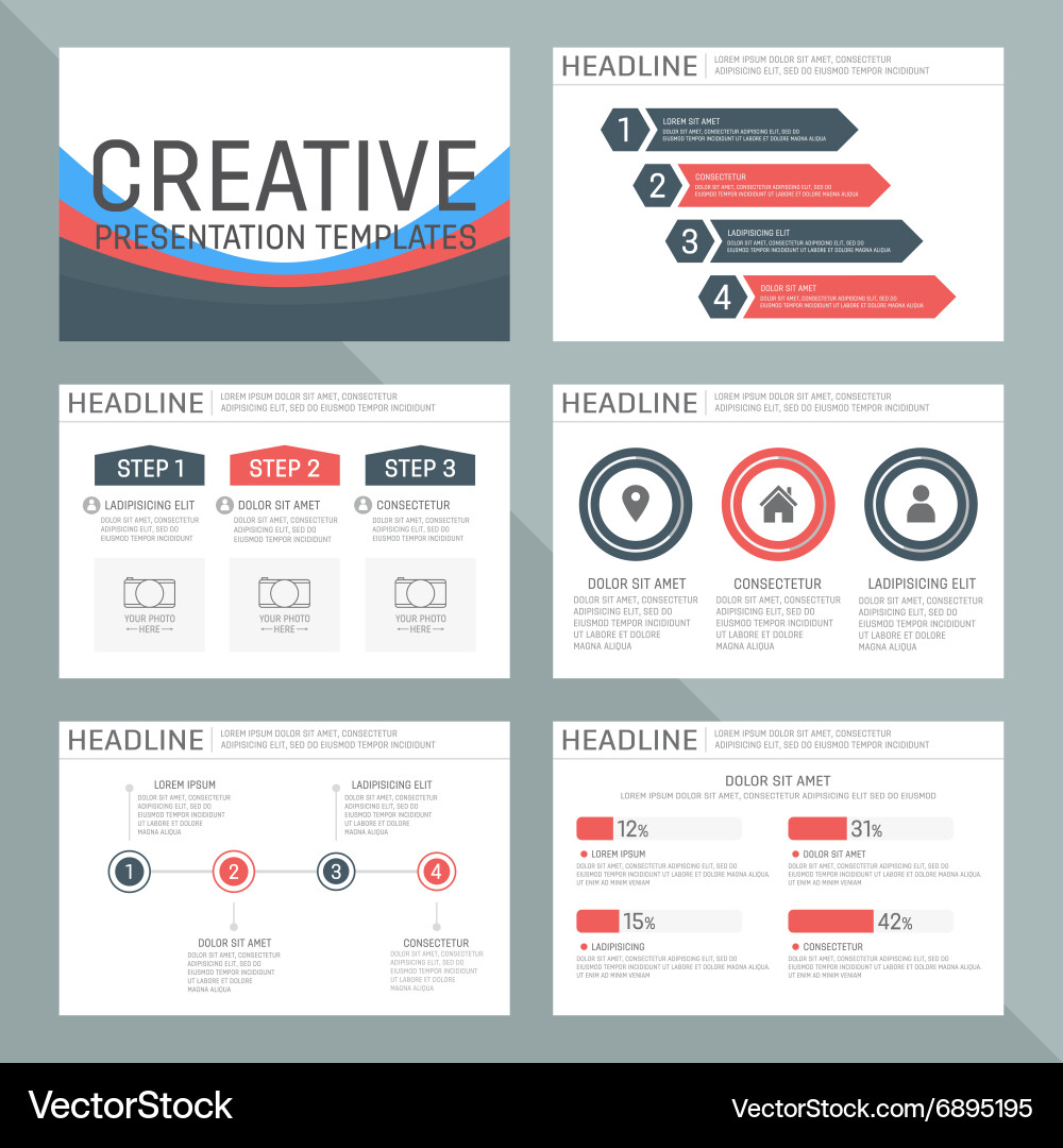 Presentation Template with Charts & Graphs Vector Image