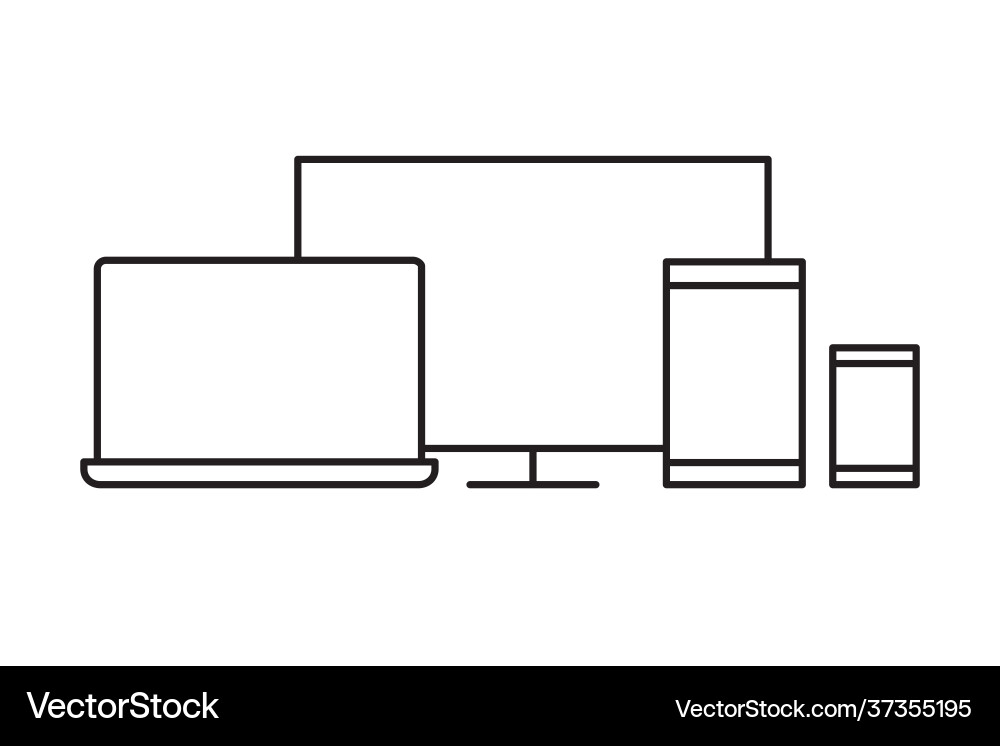 Responsive Digital Devices Icon Set Vector Image