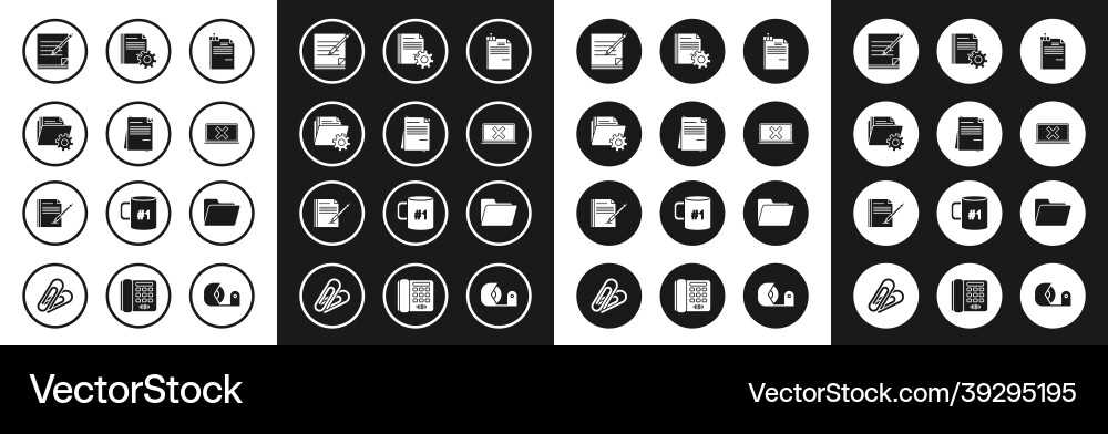 Set file document and binder clip folder settings vector image