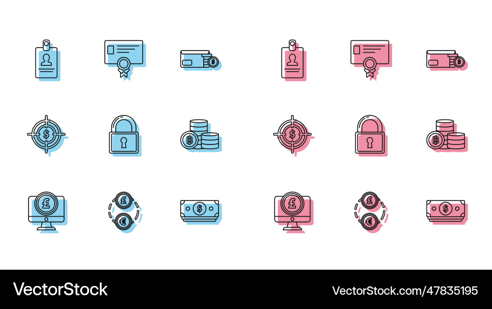 Set line computer monitor with pound sterling Set line computer monitor with pound sterling vector image