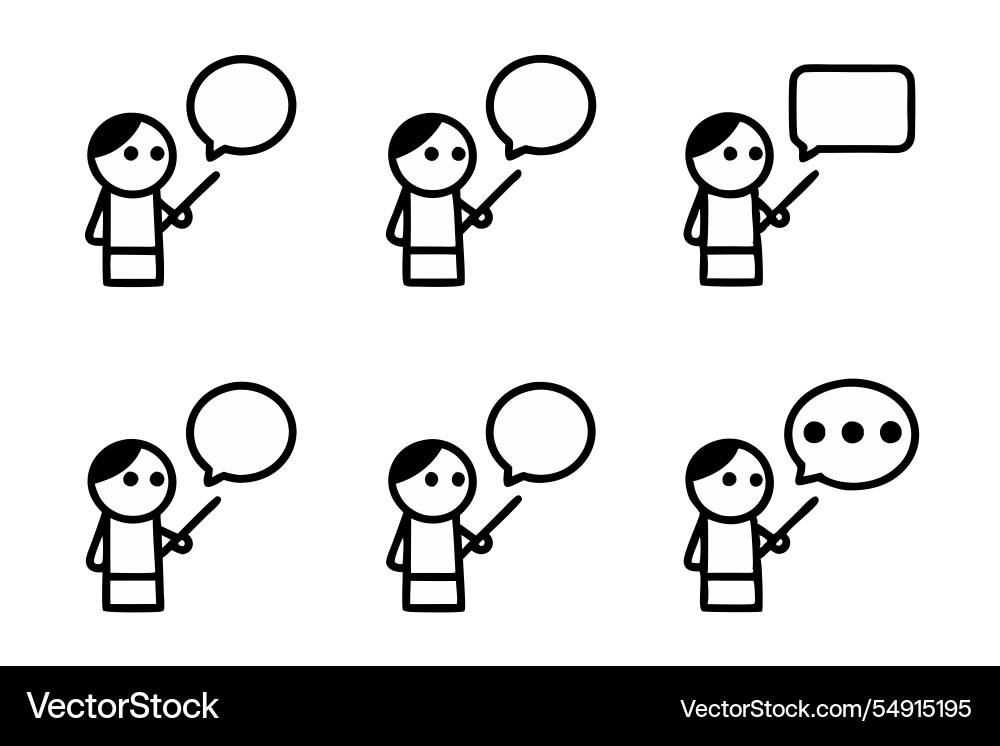 Set of speech bubble icons featuring characters Vector Image