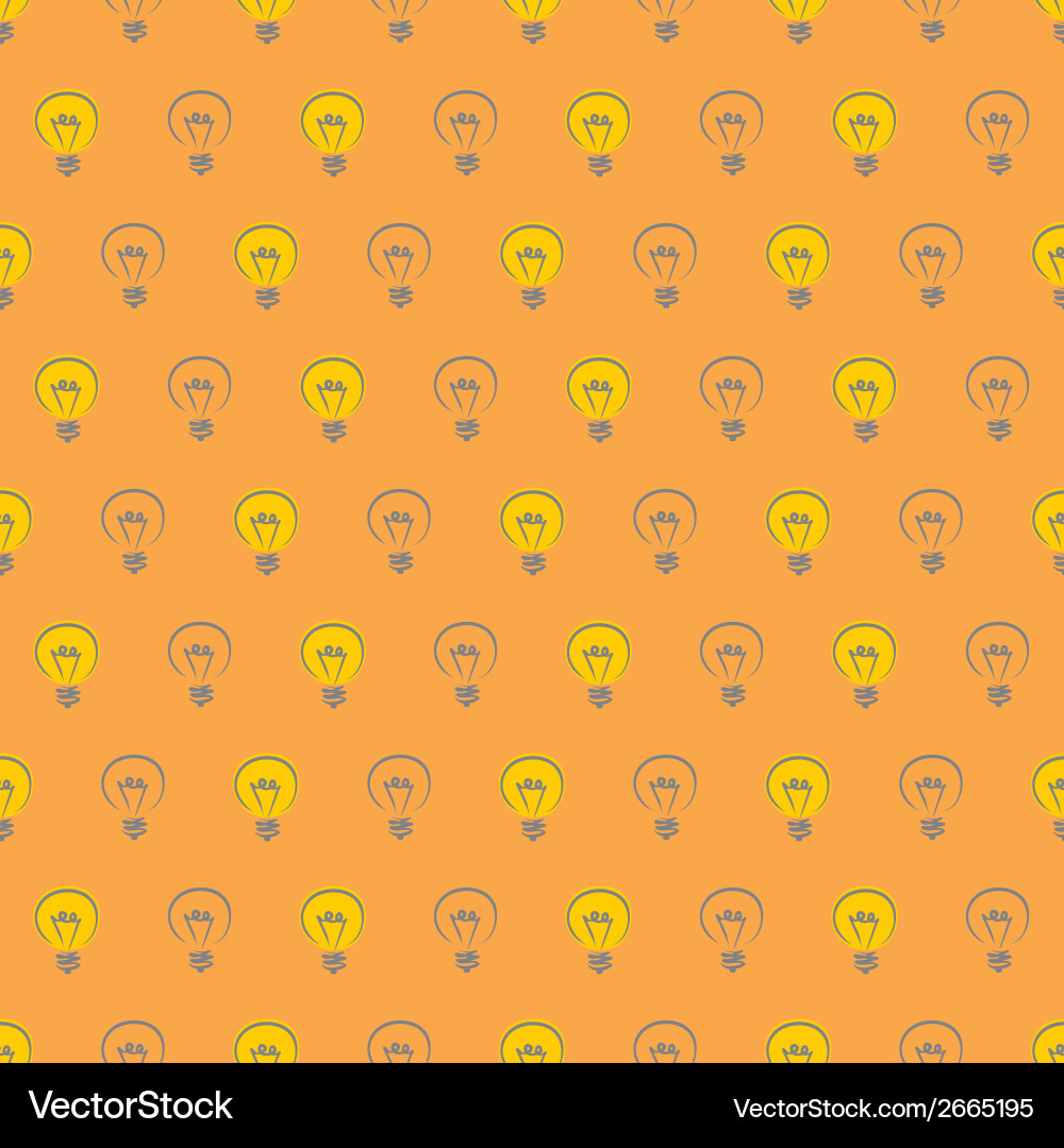 Tile pattern with light bulbs on orange background Vector Image