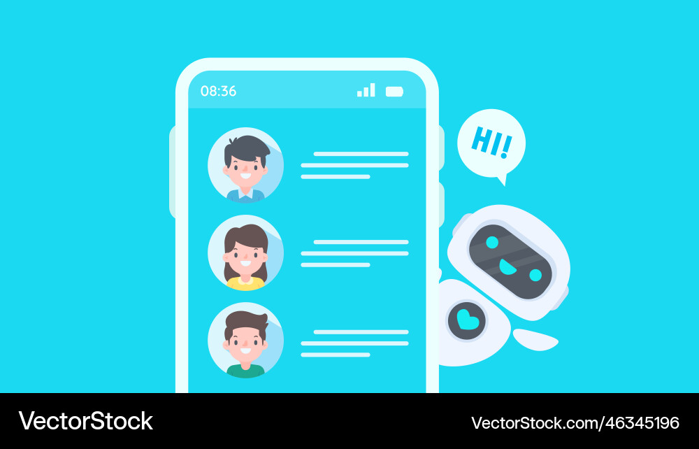 Auto reply system with intelligent robots provide Auto reply system with intelligent robots provide vector image