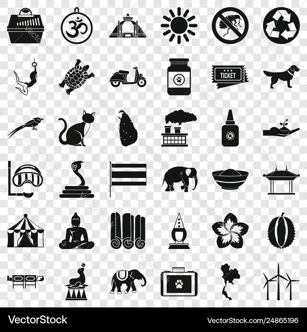 Elephant icons set simple style Elephant icons set simple style vector image