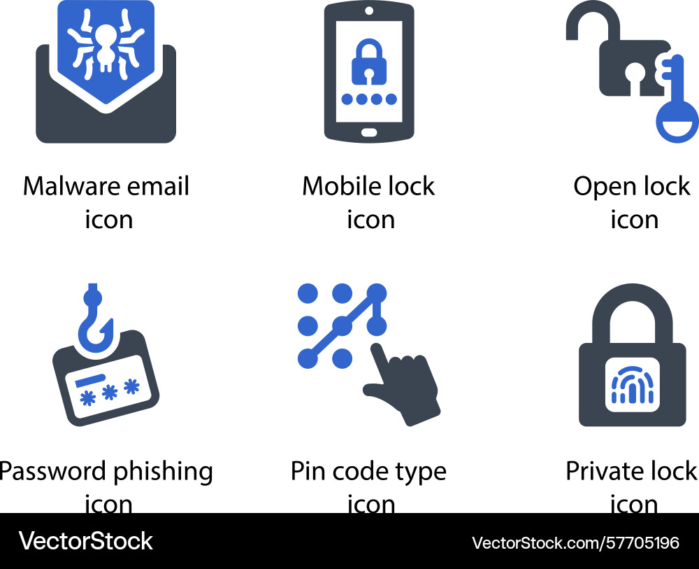 Malware email mobile lock open password Vector Image