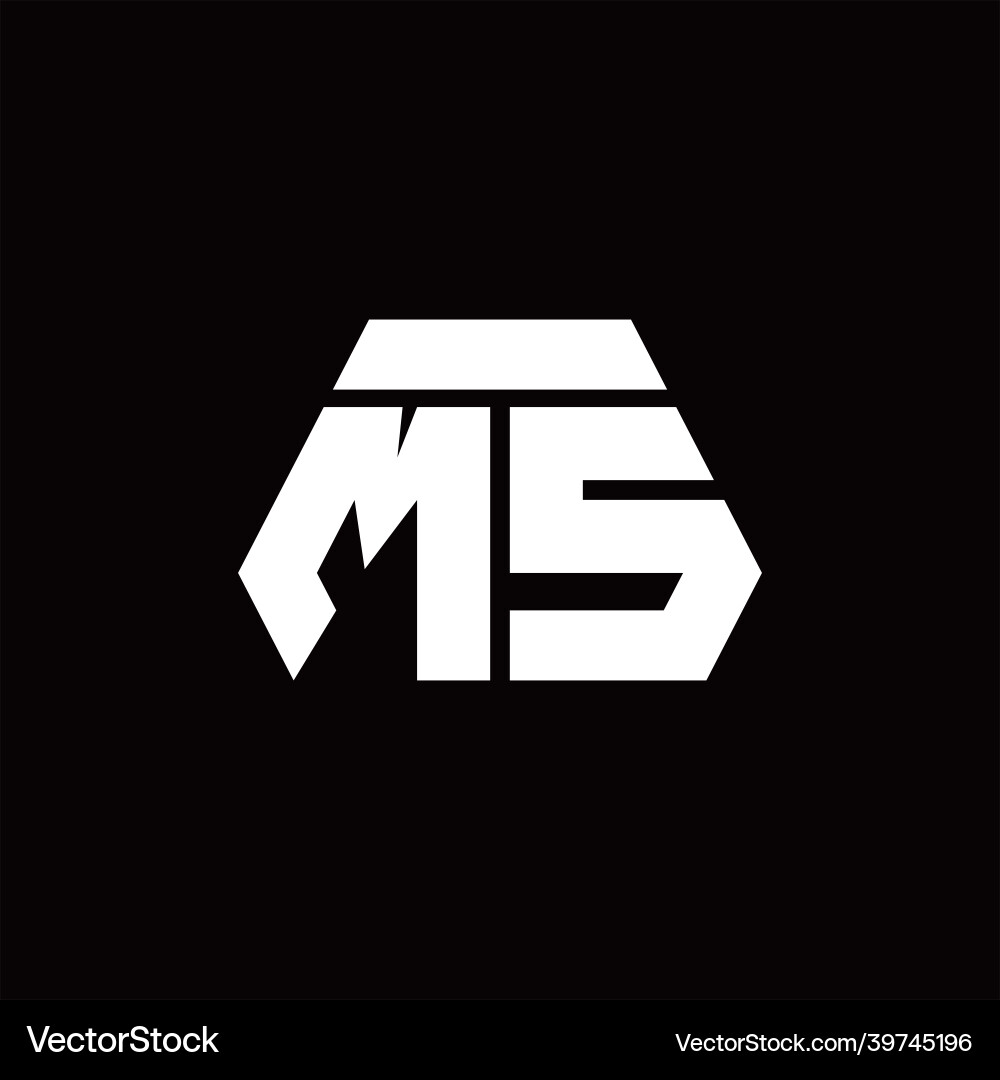 Ms logo monogram with octagon shape style design vector image