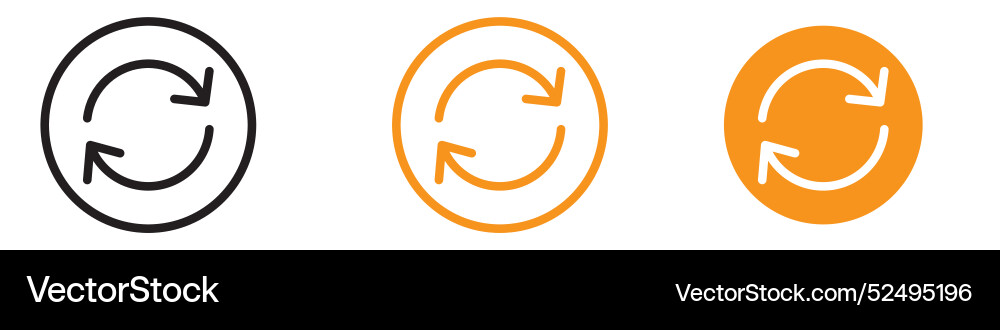 Repeat reload arrow icon set refresh vector image