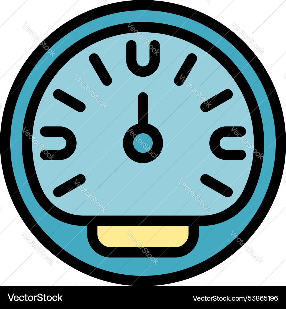 Round speedometer showing optimal speed level icon Round speedometer showing optimal speed level icon Vector Image