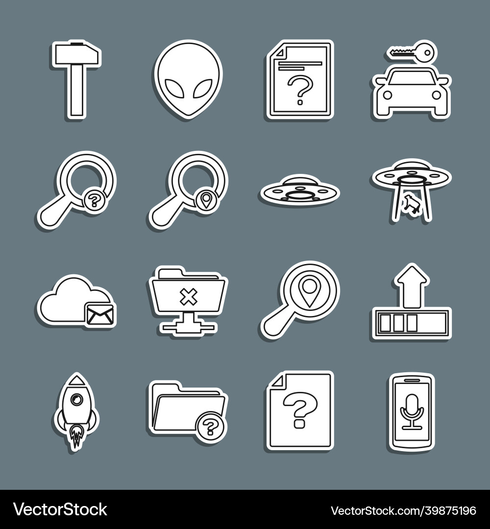 Set line mobile recording loading ufo abducts Set line mobile recording loading ufo abducts Vector Image