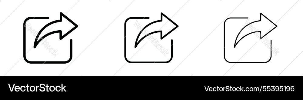 Share icons in three different stroke lines Share icons in three different stroke lines vector image