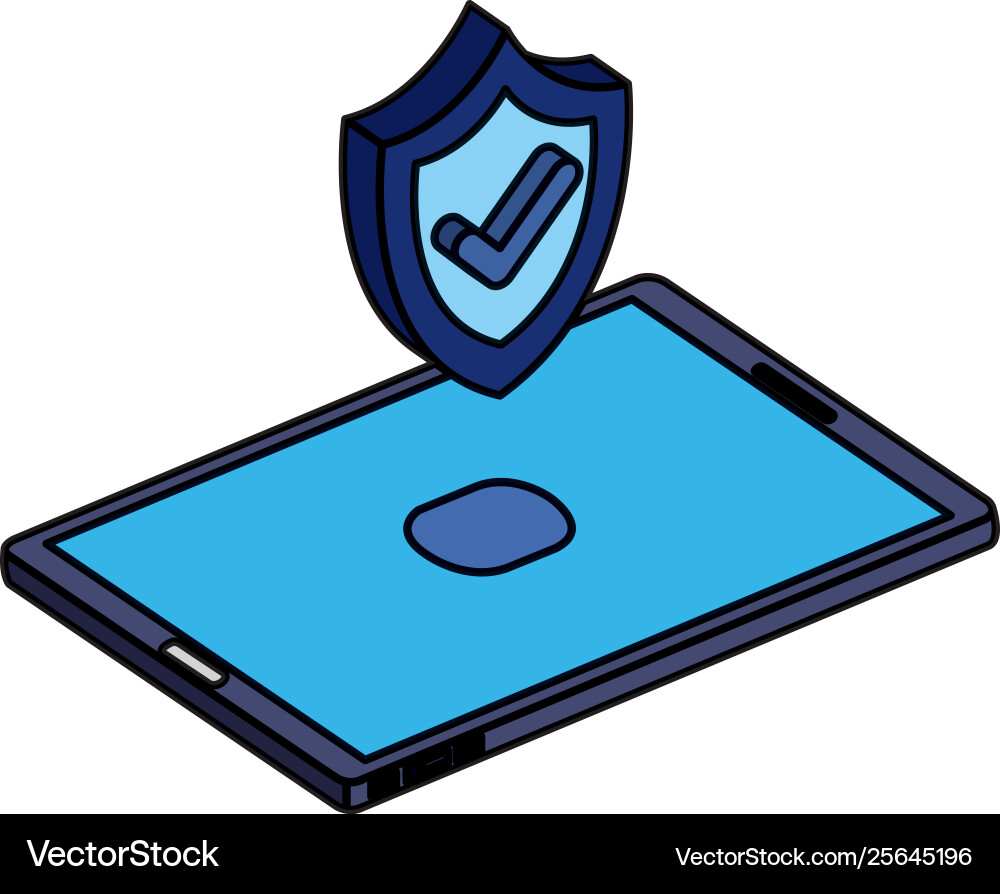 Smartphone device with shield and check symbol Vector Image