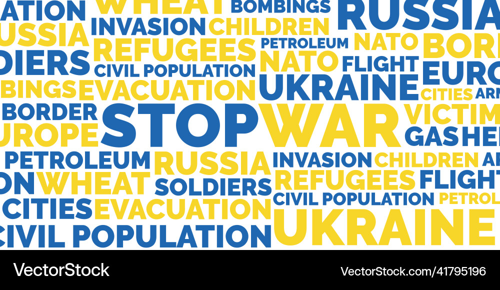 Stop war word cloud isolated background Stop war word cloud isolated background vector image
