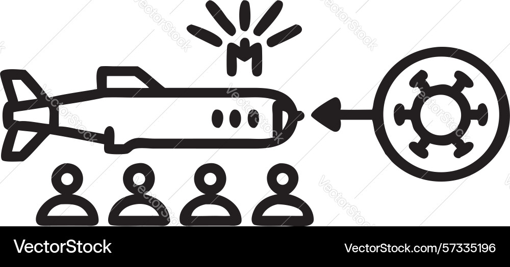 Submarine with sonar detection system design Vector Image