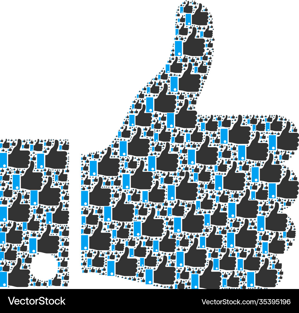 Thumb up recursive mosaic itself icons Thumb up recursive mosaic itself icons vector image