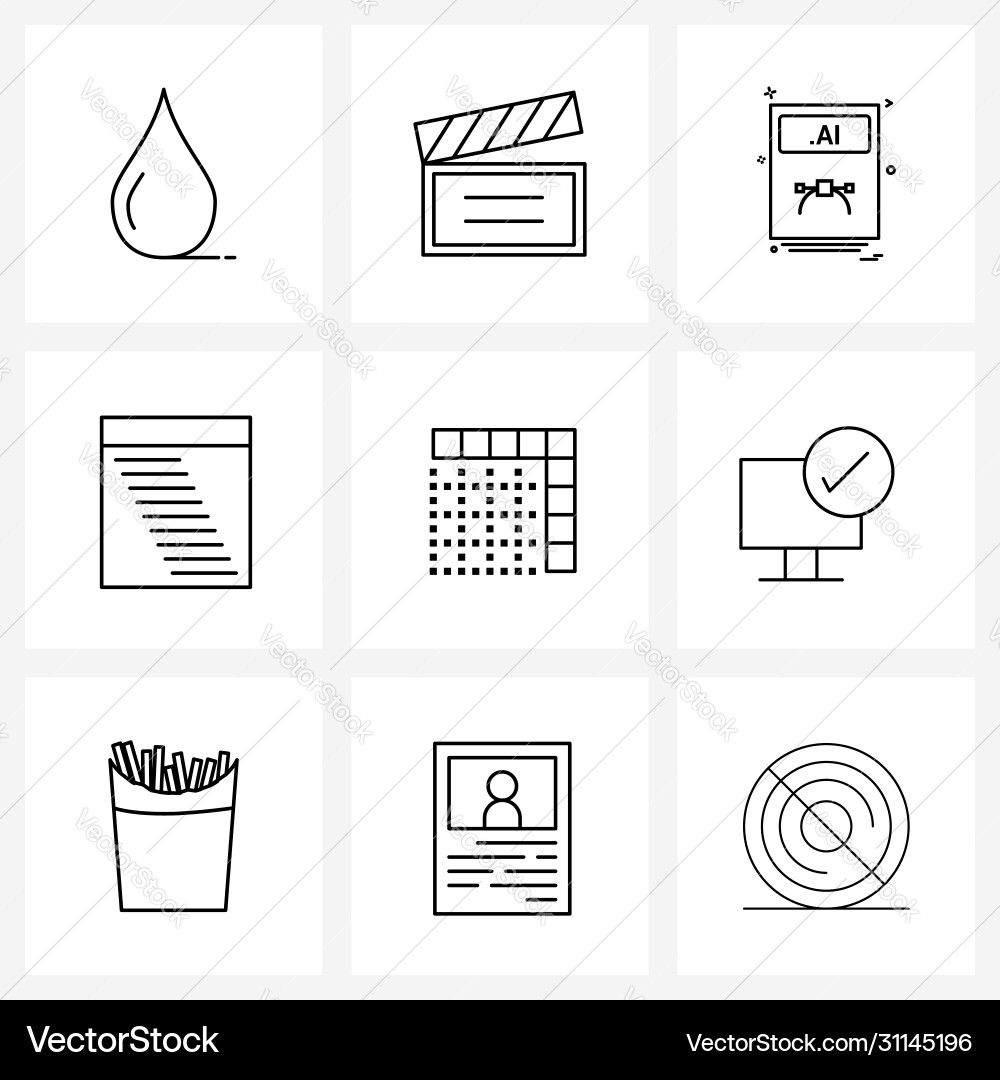 Ui set 9 basic line icons window planning Vector Image