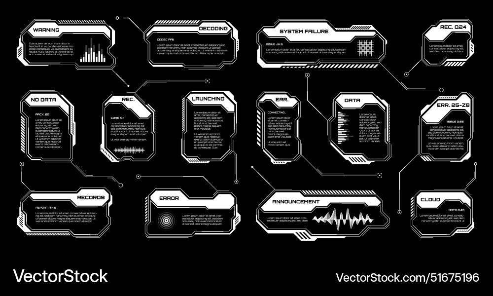 White futuristic hud ui elements sci-fi user White futuristic hud ui elements sci-fi user vector image