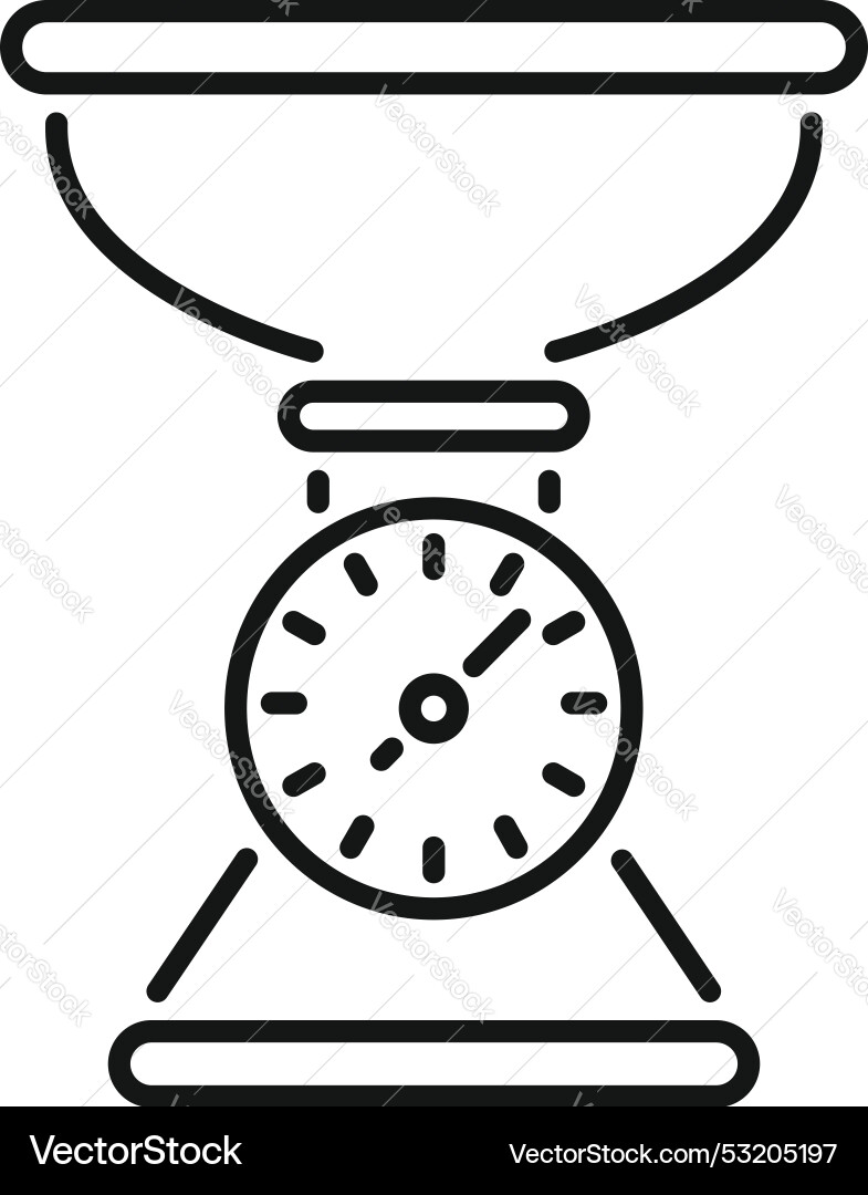 Analog kitchen scale with round dial displaying Vector Image