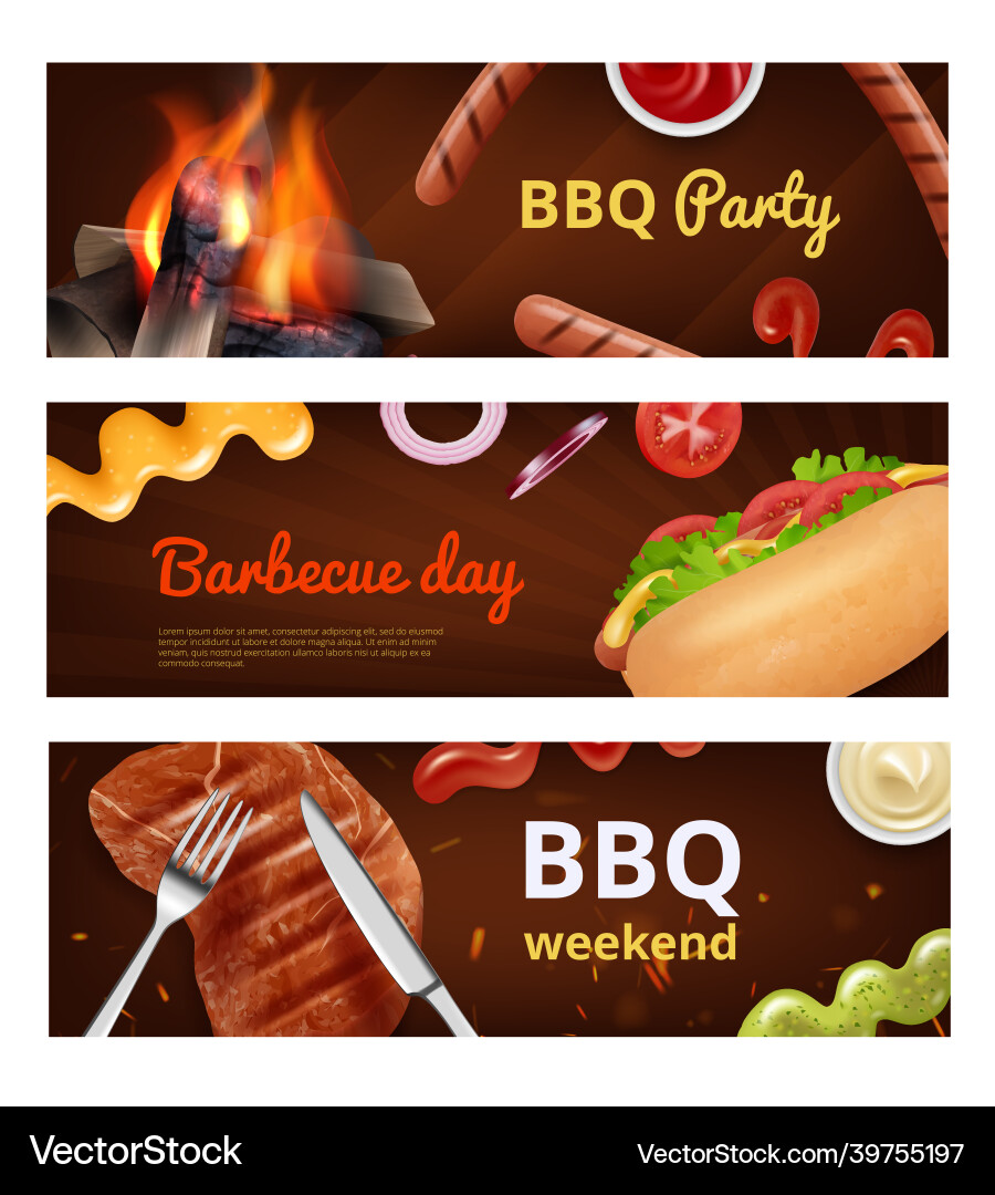 Bbq Banner Essen Wurst für Grillparty Hot Dog Bbq Banner Essen Wurst für Grillparty Hot Dog vektorbild